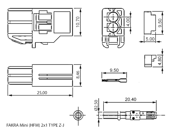 FAKRA Mini (HFM) 2x1 TYPE Z-J